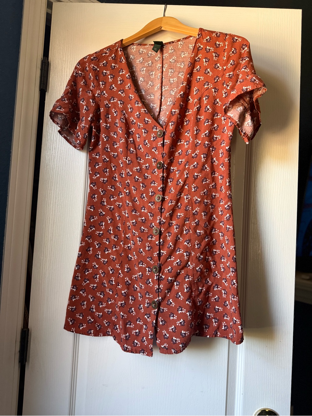 Wild Fable Rust Floral Button-Front Crop Top